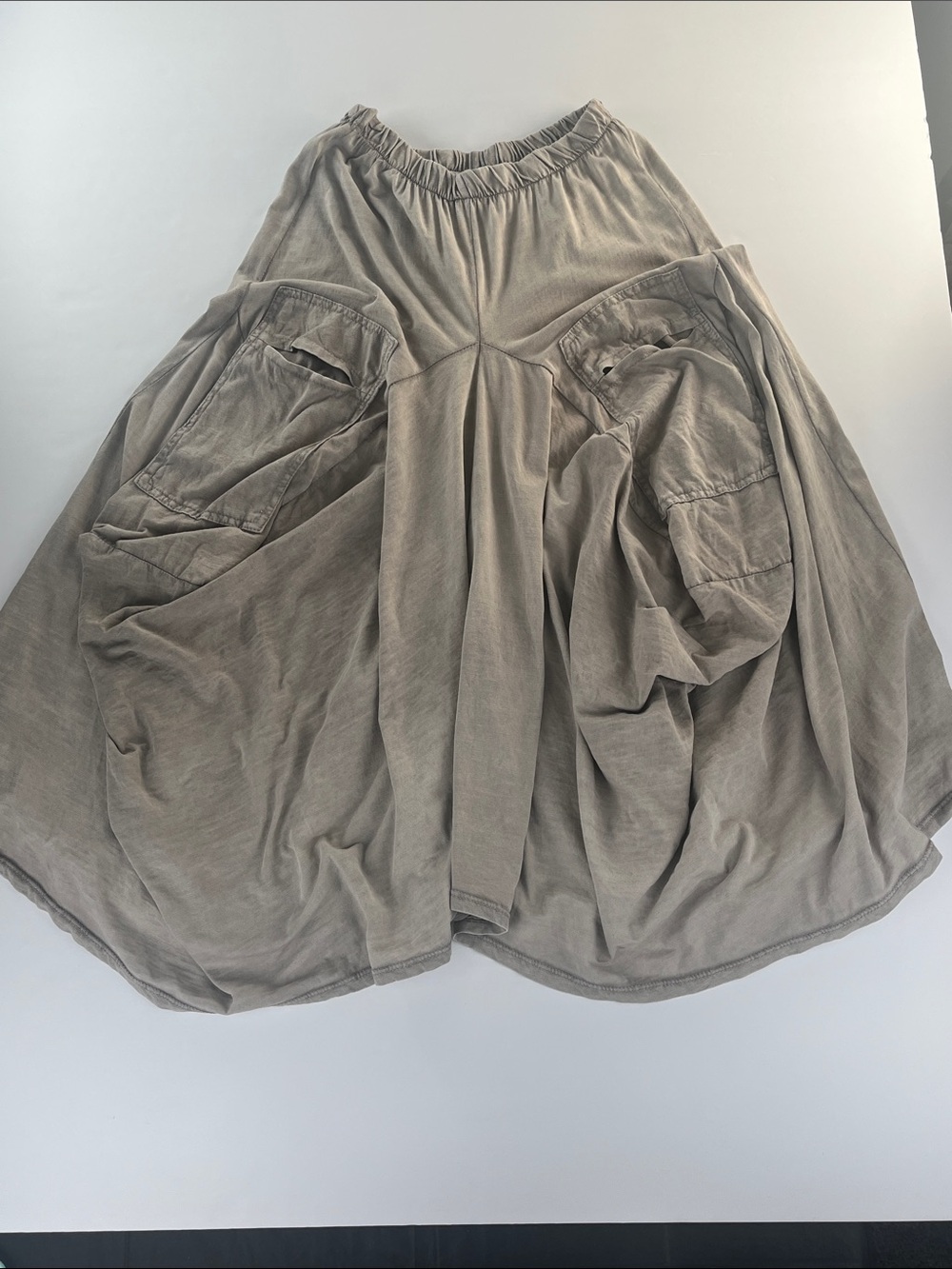 Tempo Paris Taupe Lagenlook Bubble Midi Skirt Sz S